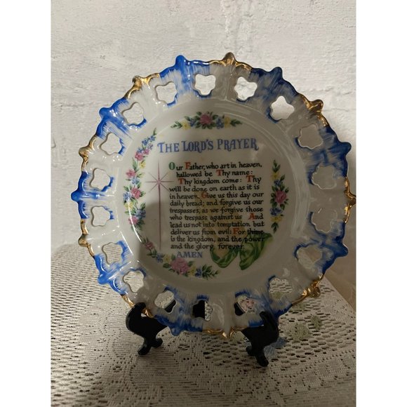 The Lords Prayer Porcelain Japan Commemorative Plate Vintage Circa 1950s - Picture 7 of 9